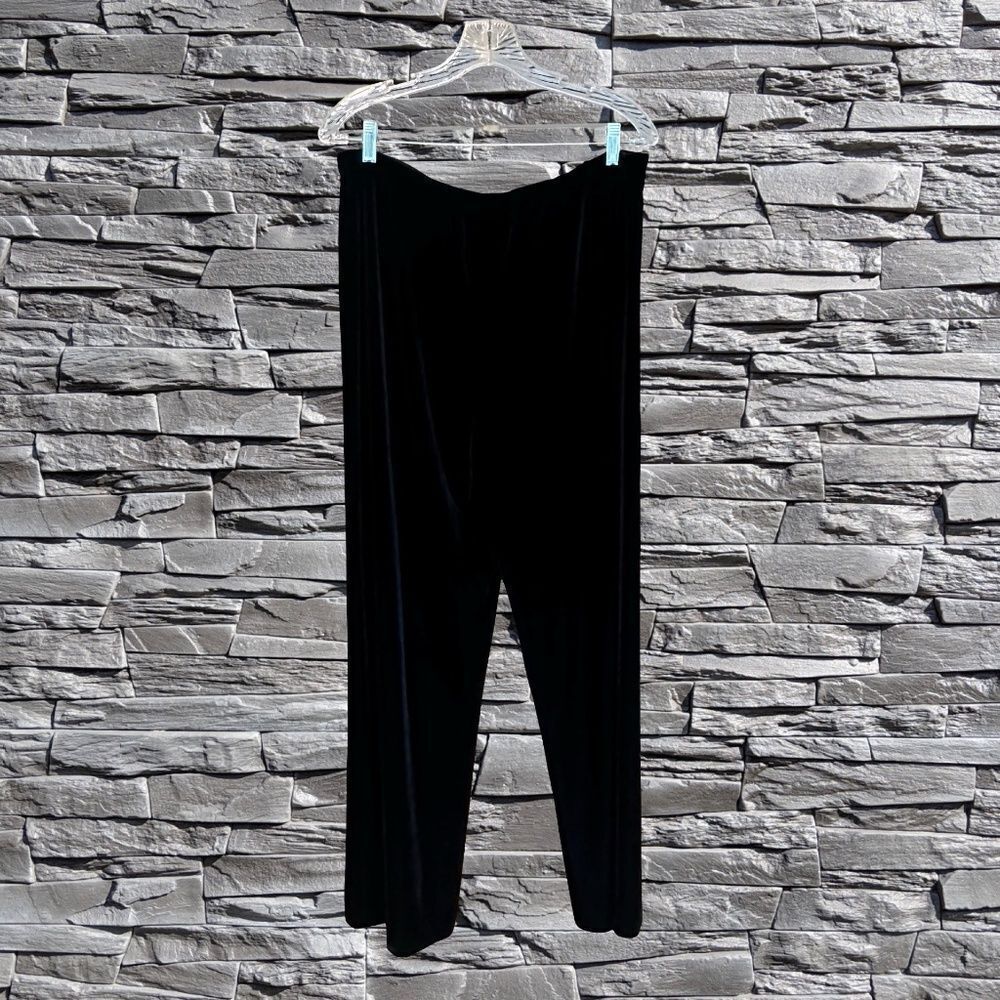 Alex Evenings Women's Black Velvet Flowy Pull On Pants Elastic Waist Size XL - Picture 10 of 12